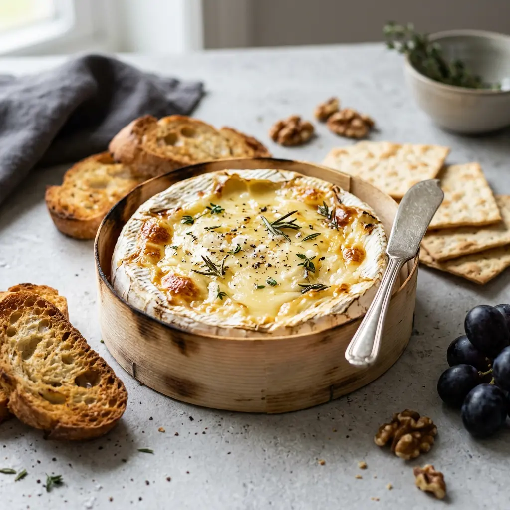 Fotó a tálalásra kész Camembert forrólevegős sütőben ételről