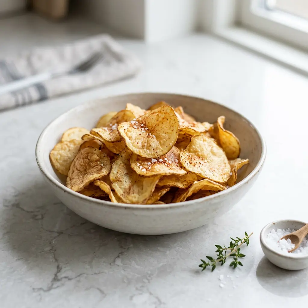 Fotó a tálalásra kész Chips forrólevegős sütőben ételről