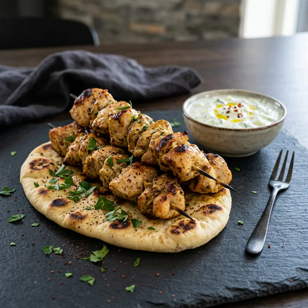 Fotó a tálalásra kész Csirkekebab forrólevegős sütőben ételről