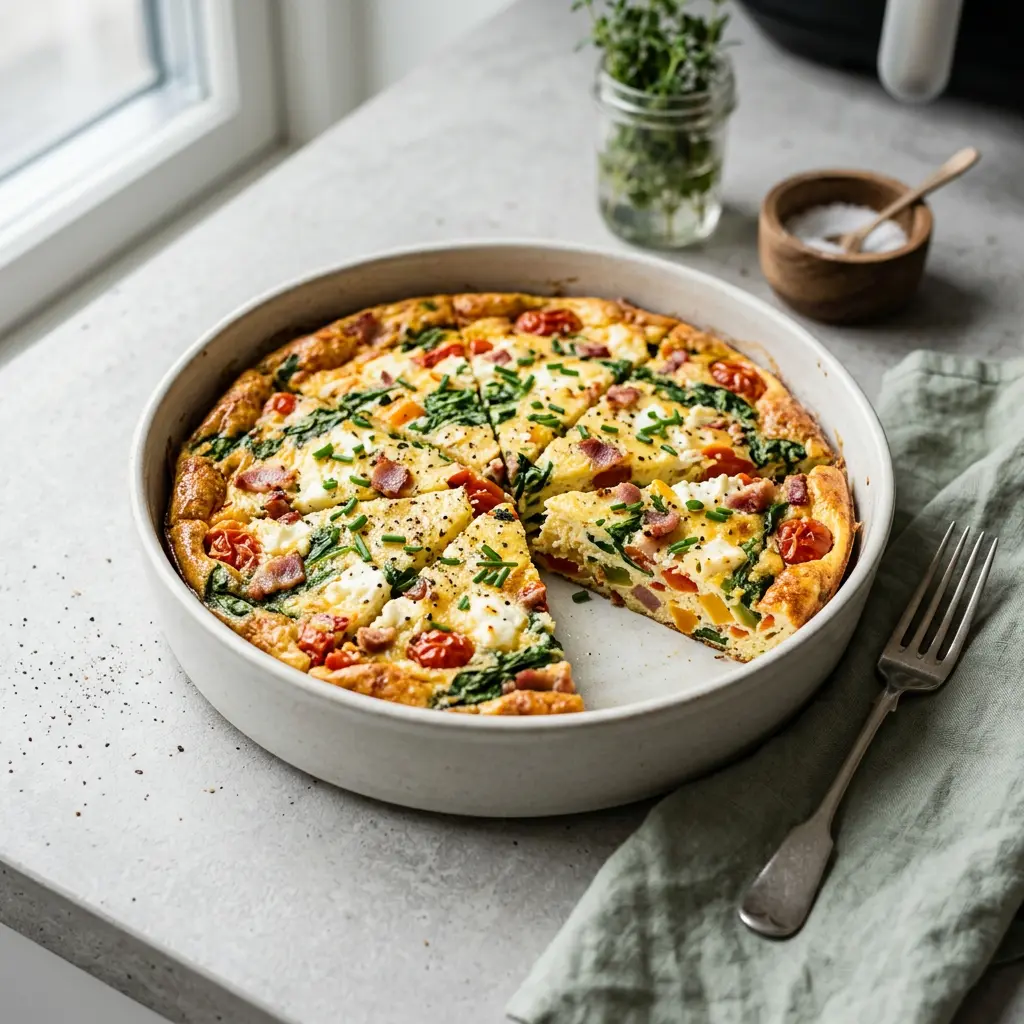 Fotó a tálalásra kész Frittata forrólevegős sütőben ételről