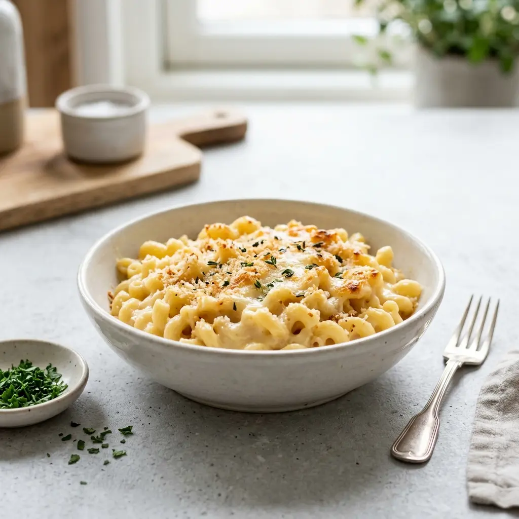 Fotó a tálalásra kész Házi mac and cheese ételről