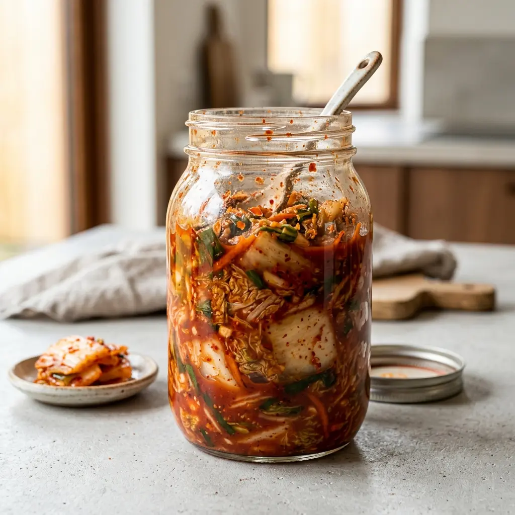 Fotó a tálalásra kész Kimchi ételről