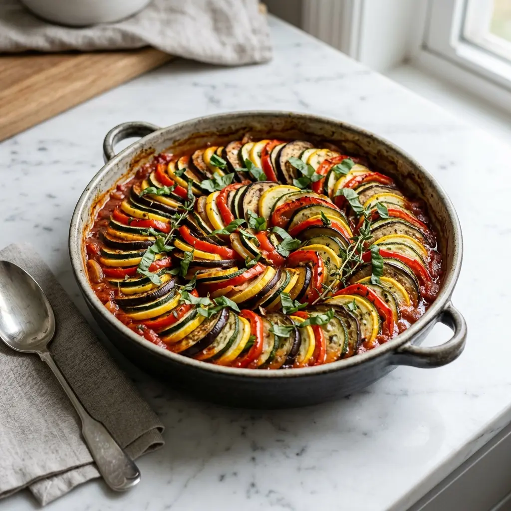 Fotó a tálalásra kész Klasszikus ratatouille ételről