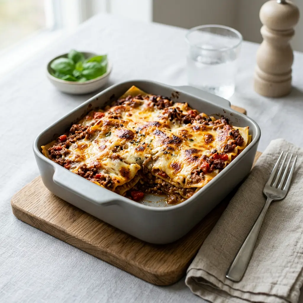 Fotó a tálalásra kész Lasagnette forrólevegős sütőben ételről