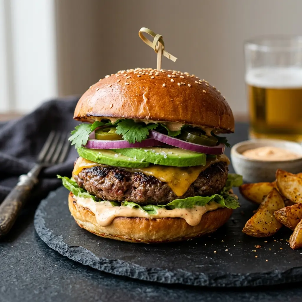 Fotó a tálalásra kész Mexikói burger ételről