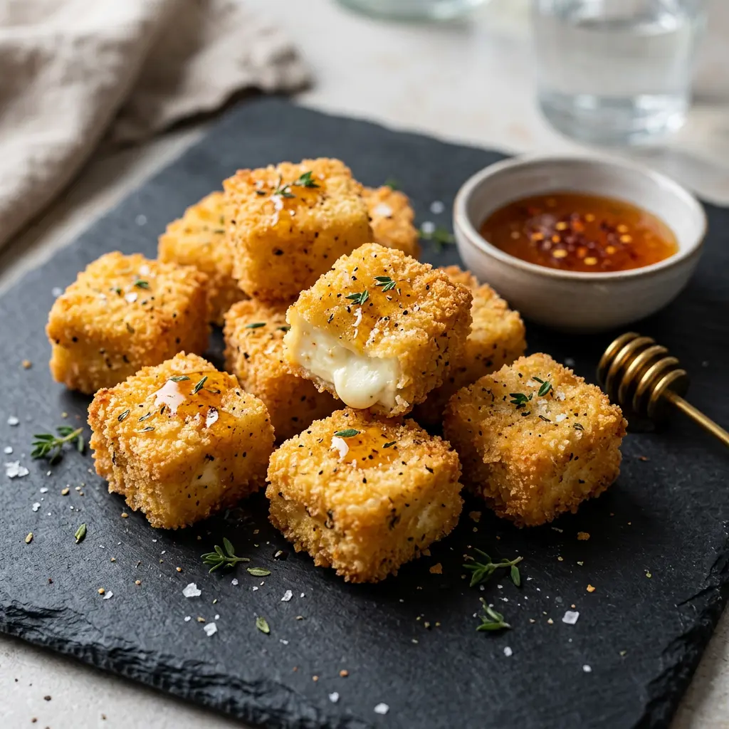 Fotó a tálalásra kész Panírozott feta forrólevegős sütőben ételről