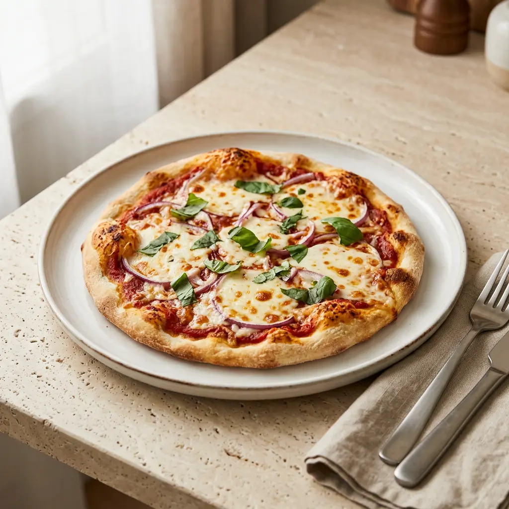 Fotó a tálalásra kész Pizza forrólevegős sütőben ételről