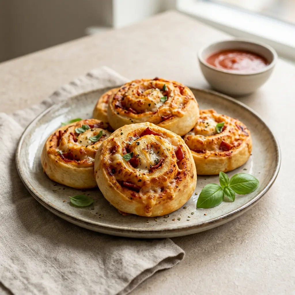Fotó a tálalásra kész Pizzás csiga forrólevegős sütőben ételről