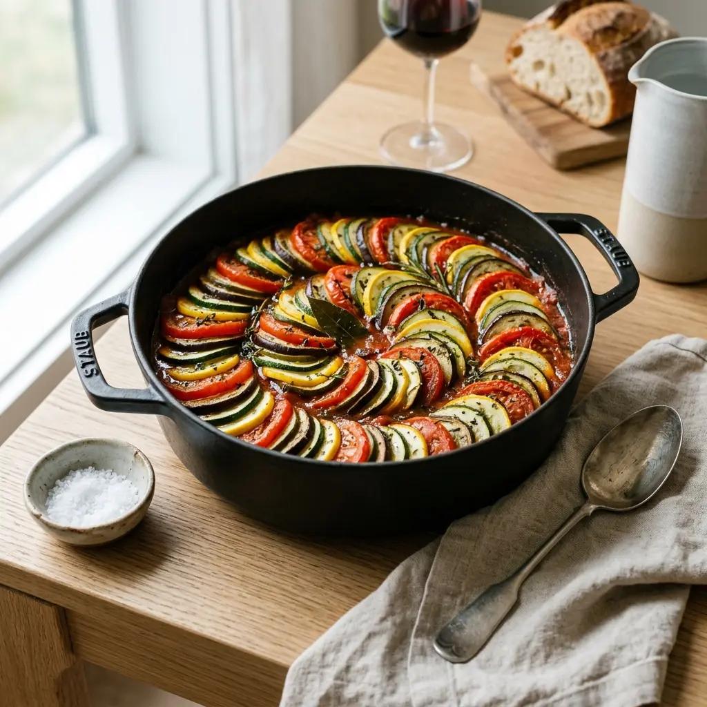 Fotó a tálalásra kész Ratatouille ételről
