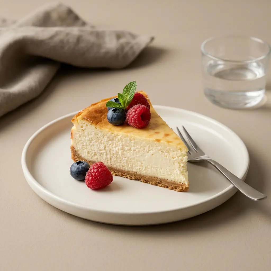 Fotó a tálalásra kész Sajttorta forrólevegős sütőben ételről