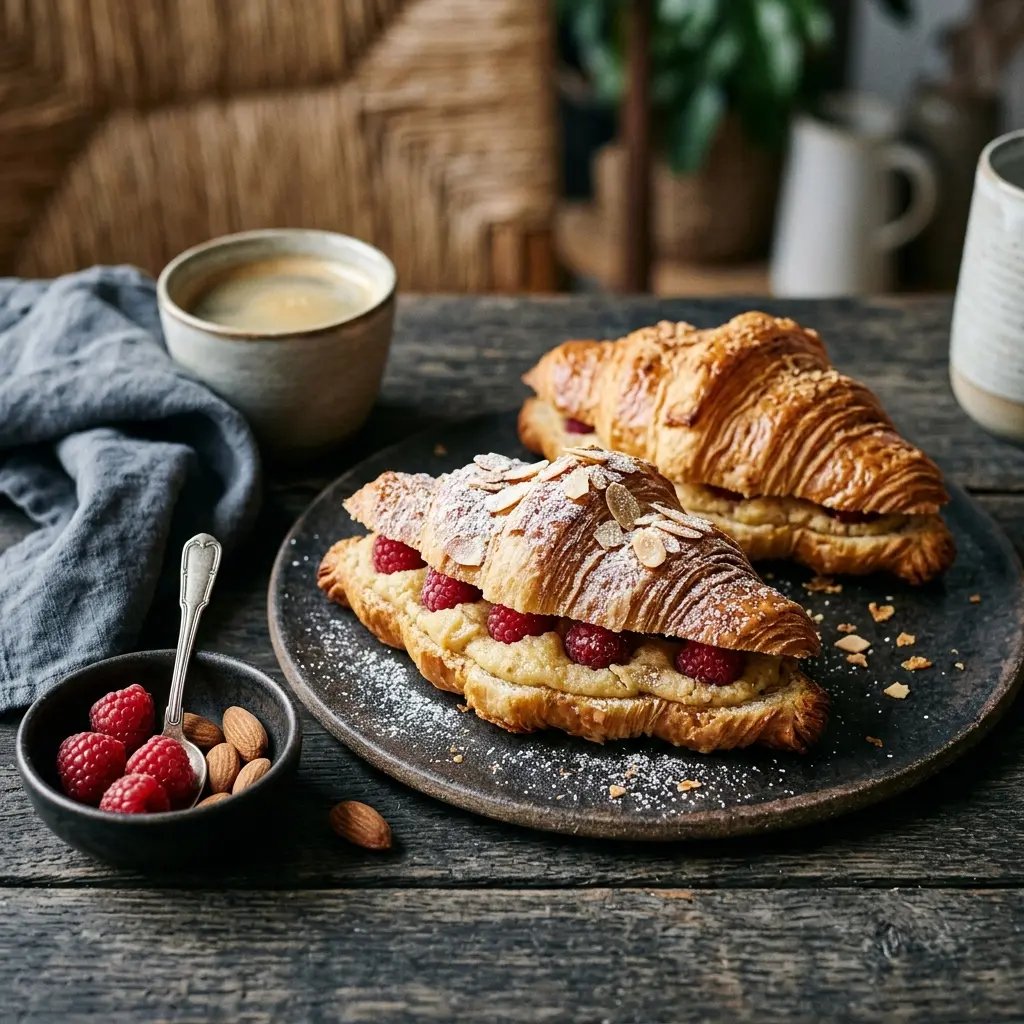 Fotó a tálalásra kész Töltött croissant ételről