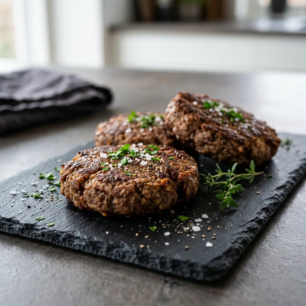 Fotó a tálalásra kész Vegetáriánus burger forrólevegős sütőben ételről